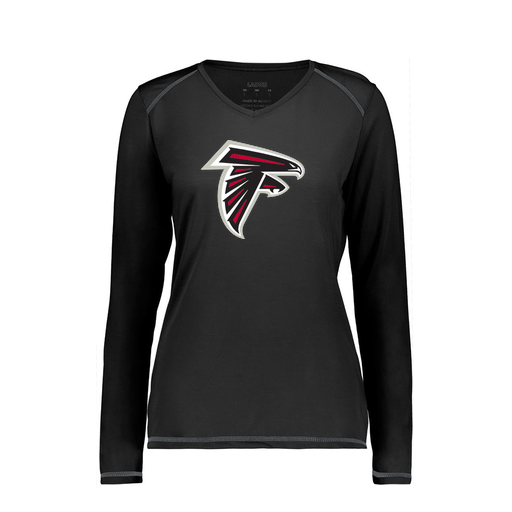[6847.080.XS-LOGO1] Women's SoftTouch Long Sleeve (Female Adult XS, Black, Logo 1)