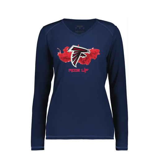 [6847.065.XS-LOGO2] Women's SoftTouch Long Sleeve (Female Adult XS, Navy, Logo 2)