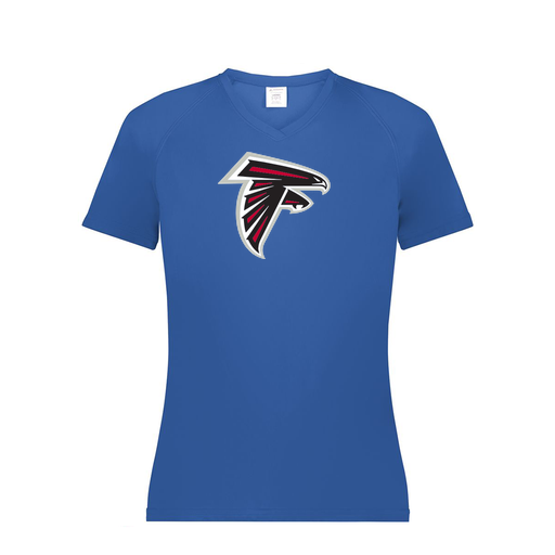 [2792.060.XS-LOGO1] Ladies Smooth Sport V-Neck T-Shirt (Female Adult XS, Royal, Logo 1)