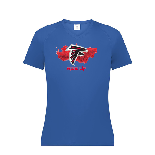 [2792.060.XS-LOGO2] Ladies Smooth Sport V-Neck T-Shirt (Female Adult XS, Royal, Logo 2)