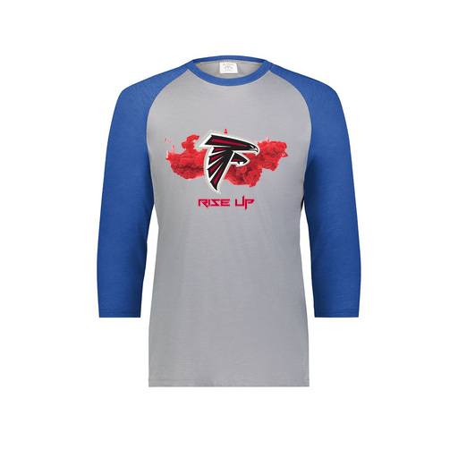 [6879.28V.S-LOGO2] Men's Vintage 3/4 Sleeve T-Shirt (Adult S, Royal, Logo 2)