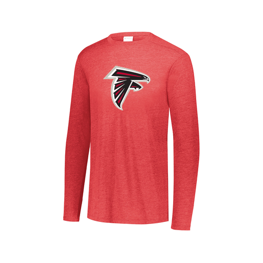 [3075.V96.XS-LOGO1] Decker Men's Tri-Blend T-Shirt - Long Sleeve (Adult XS, Red, Logo 1)